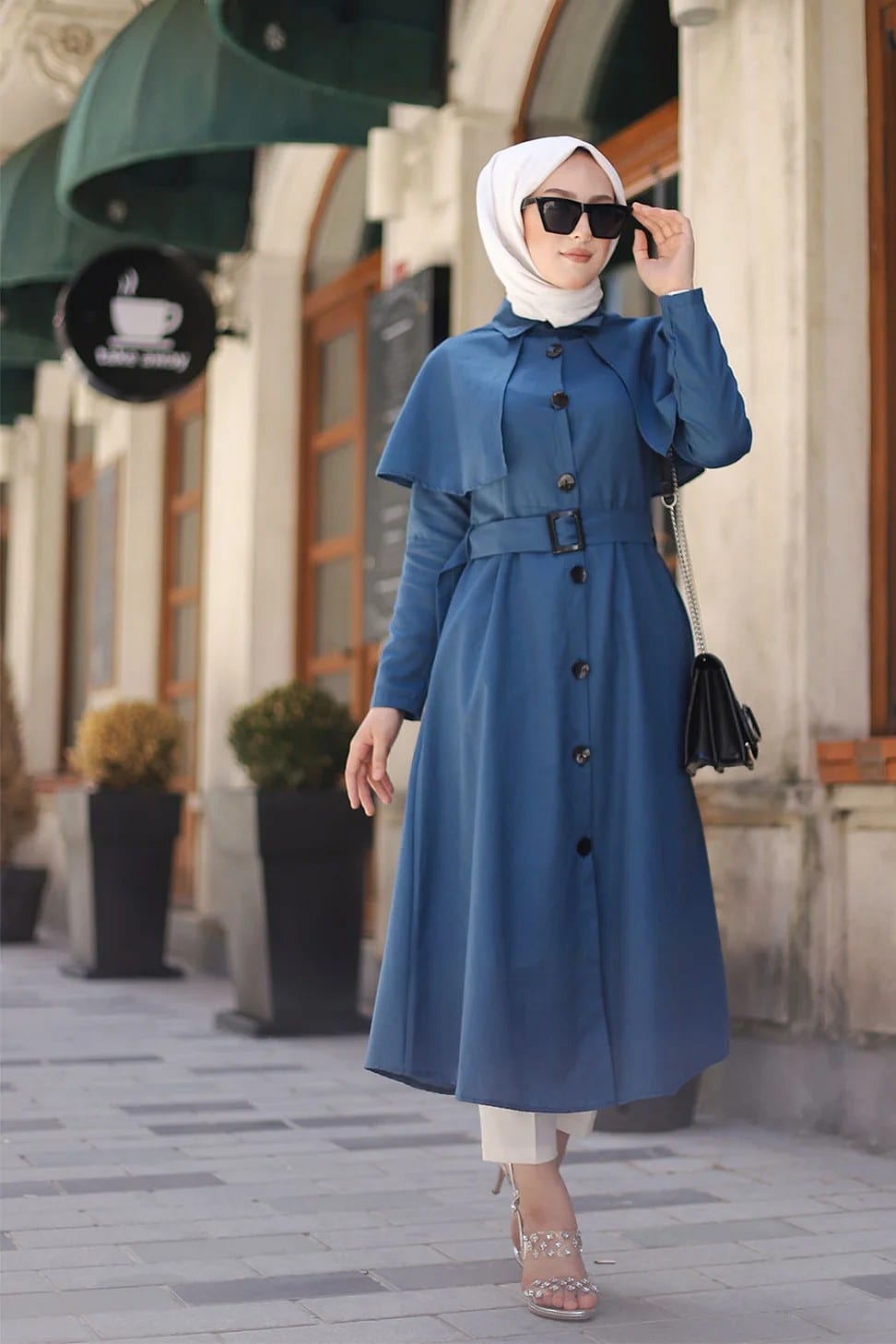 manteau femme bleu indigo